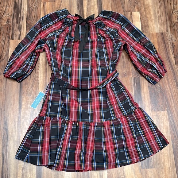 Draper James RSVP plaid tie waist holiday dress with keyhole back size XXL NWT - Picture 5 of 8